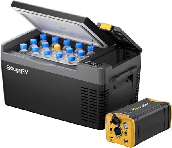 ポータブル冷蔵庫 車載用 20L -22℃~10℃ 急速冷凍 DC12V/24V AC100V 277Whバッテリー付き 車中泊