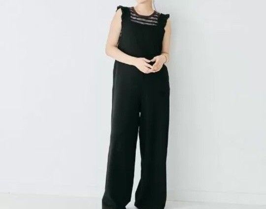 LienRuru 肩フリル オールインワン サロペット 黒