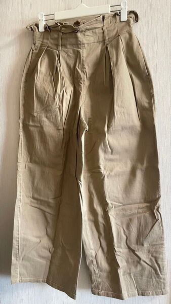 GU ウエストゴム入り ワイドパンツ ベージュ L