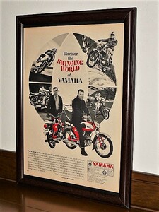 1966年 USA '60s 洋書雑誌広告 額装品 YAMAHA Twin Jet 100 // 検索用 ヤマハ AT90 (A4サイズ)