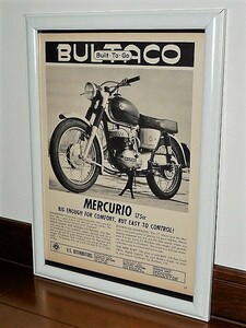1965年 USA '60s ビンテージ 洋書雑誌広告 額装品 Bultaco Mercurio 175 ブルタコ ( A4サイズ ）