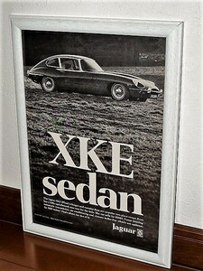 1969年 USA '60s ビンテージ 洋書雑誌広告 額装品 Jaguar XKE sedan ジャガー Eタイプ ( A4サイズ ）