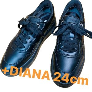 +diana サステナブル 厚底スニーカー 黒 24cm