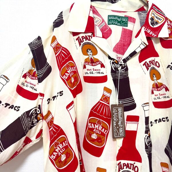 【新品タグ付き】BROWN by 2-tacs Aloha ブラウンツーバイタックス アロハ シャツ 半袖 総柄 レーヨン L
