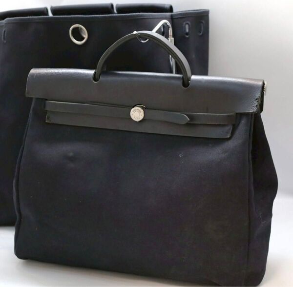 HERMES ハンドバッグ エルメス レザー 2WAY エールバッグ ブラック