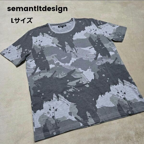 【新品】semantltdesign メンズ Tシャツ 迷彩柄風 グレー系