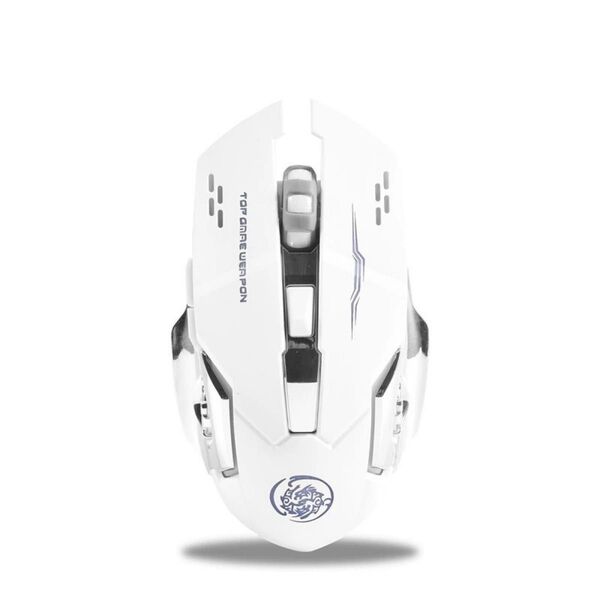 【ホワイト】ワイヤレス ゲーミングマウス 2.4G 4色LEDライト付き