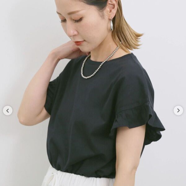 samansa mos2 blue フリルTシャツ
