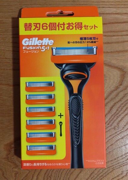 【パッケージにダメージ有り】ジレット フュージョン ホルダー 替刃6コ付お得セット 新品未使用未開封 純正品