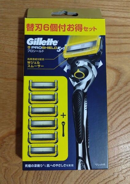 【パッケージにダメージ有り】ジレット プロシールド ホルダー 替刃6コ付お得セット 新品未開封 純正品