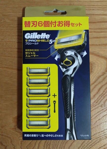 【パッケージにダメージ有り】ジレット プロシールド ホルダー 替刃6コ付お得セット 新品未開封 純正品