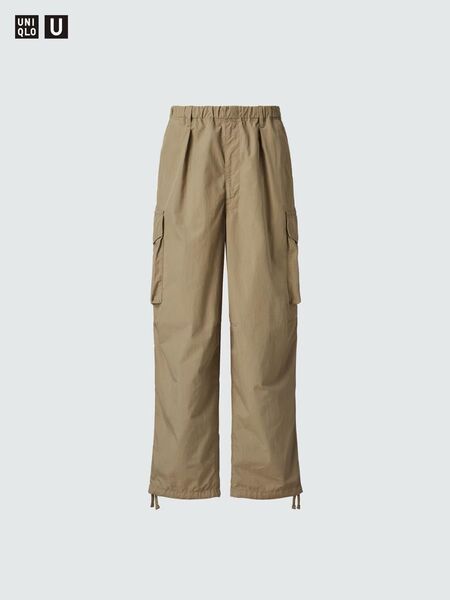 サイズS!UNIQLOユニクロ ワイドフィットパラシュートカーゴパンツ ベージュ