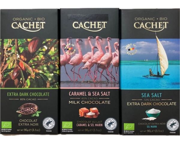 ラスト値下げ☆新品☆CACHET カシェ オーガニック エキストラダークチョコレート85% シーソルト キャラメル&シーソルト
