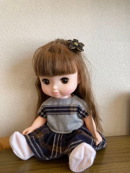 ソランちゃん 服 紺系チェック ワンピース