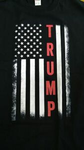  rare! America large .. item [ playing cards large ..]TRUMP star article flag design T-shirt new goods ( black *M size )