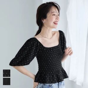 【クーポン利用で30%OFF!】 coca コカ シボシャーリング ギャザー オフショルダー トップス L