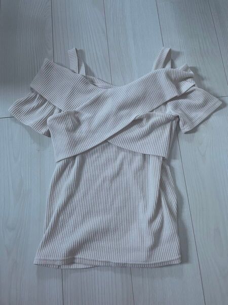 leahmatin トップス ニットトップス カットソー オフショル M リブトップス オフショルダーリブニット