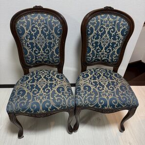 イタリア ダイニングチェア ブルー イタリア家具 高級感 猫脚 2脚 猫脚 椅子