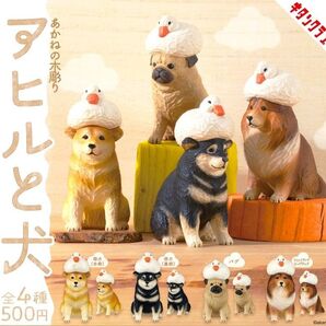 全4種フルコンプセット【あかねの木彫り アヒルと犬】新品未開封 匿名配送 ガチャ カプセルトイ 柴犬 パグ シープドッグ