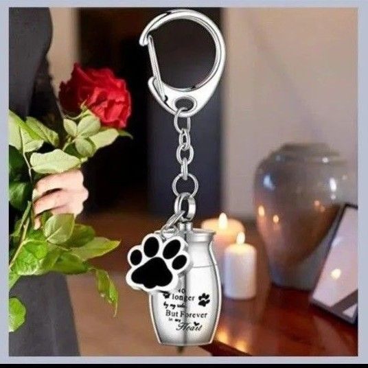 ペット 犬 猫 骨壺 カプセル メモリアル メモリアルキーホルダー キーホルダー 遺灰 遺骨 肉球 シルバー ピンク ブラック