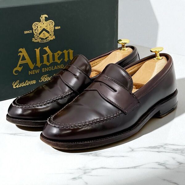 定価21万 オールデン Alden コードバン 99162 ローファー ペニーローファー モカシン 24.5 6.5 バーガンディ