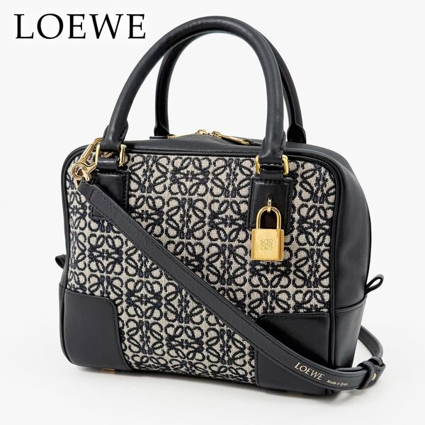 【美品】ロエベ LOEWE アマソナ 19 スクエア ジャガード モノグラム アナグラム 2way ショルダーバッグ ハンドバッグ