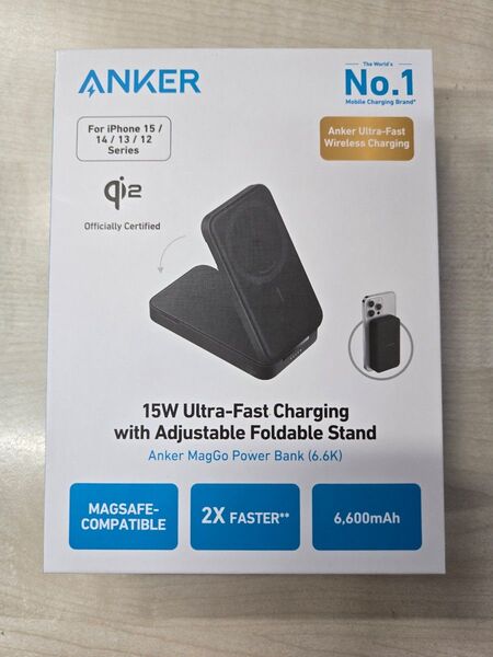 Anker MagGo Power Bank (6600mAh) Qi2対応 ワイヤレス充電 最大出力15W MagSafe対応