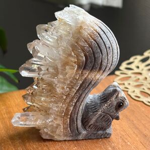 天然石 水晶クラスター リスの置物172g