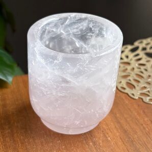 天然石 ブラジル産ローズクォーツのコップ259g