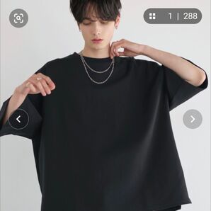 サイドスリットコットンポンチビッグシルエットシルケットライク5分袖ドレープカットソー 吸水速乾/接触冷感/UVカット