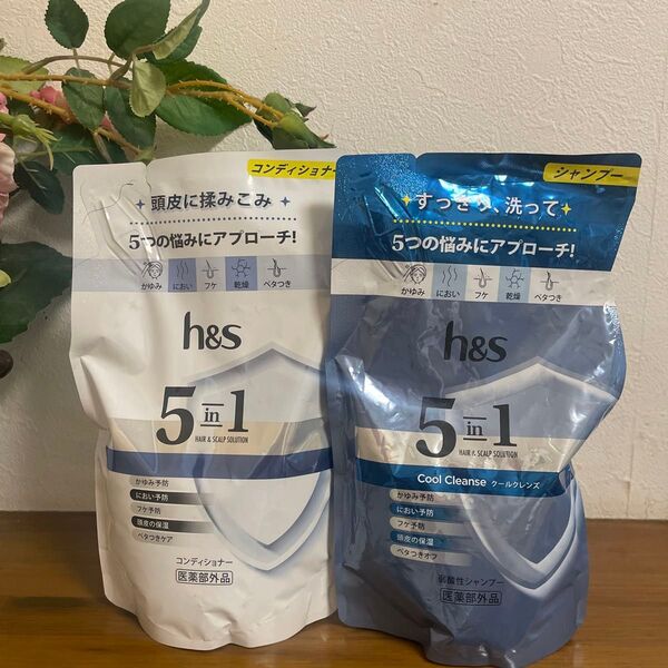 【2個セット】h&s 5in1 シャンプークールクレンズ/コンディショナー 詰め替え