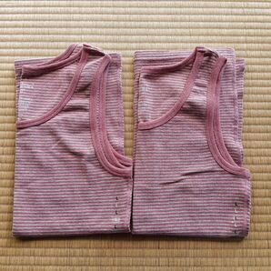 無印良品 紳士用 タンクトップ 2枚セット Lサイズ■メンズ 綿素材 ボーダー 厚手 muji 未使用