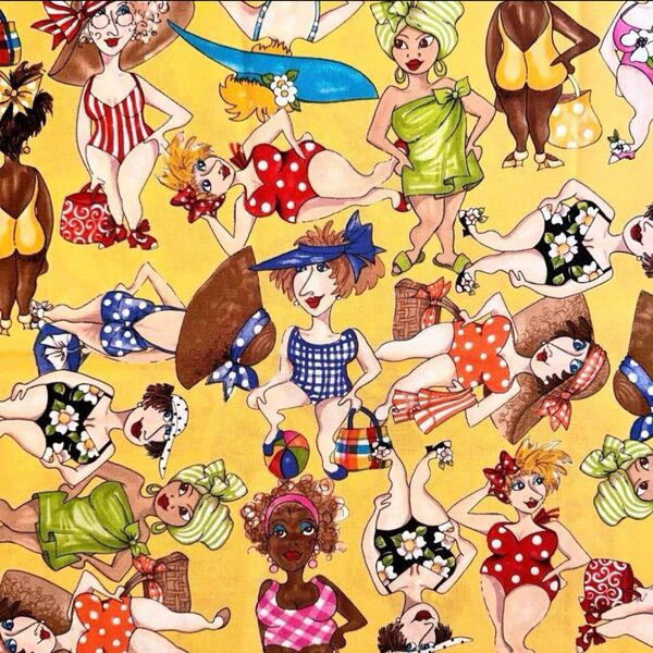 希少レア♪ ロラライハリス Bathing Beauties 2005 イエロー 輸入生地 USAコットン
