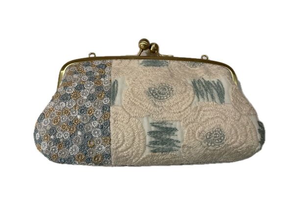 ミナペルホネン ハンドメイド 親子がま口長財布 Rosas x sky ful