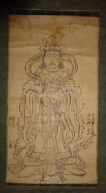 Seltener antiker Schrein Seidenraupe Gott Schutzgott Glaube Gott Malerei Gott Papier Schriftrolle Shinto Malerei Japanische Malerei Antike Kunst, Kunstwerk, Buch, Hängerolle