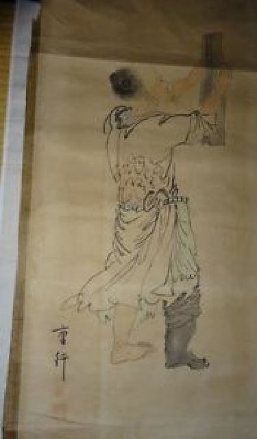 Rare vintage portrait, signed by Shigeyuki, hand-painted on paper, rolled up, set of 2, painting, Chinese painting, antique art, Artwork, book, hanging scroll