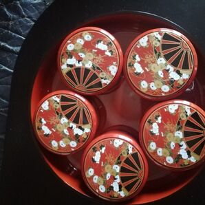5個セット 寿司桶と小器 菊と扇の模様