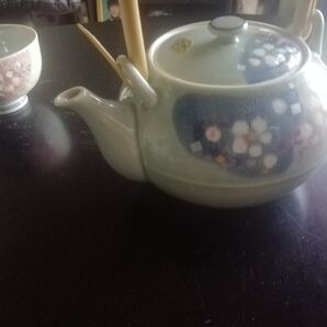 急須 湯呑み セット 和風 桜模様 ブルー系