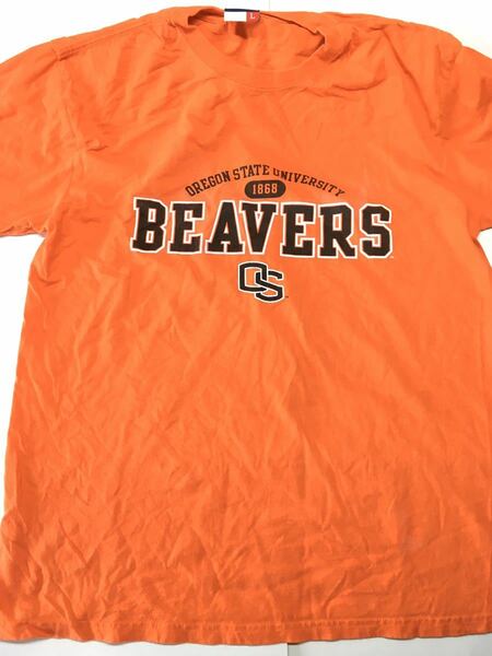 【アメリカ合衆国インポート物 古着】オレゴン州立大学・BEAVERS Tシャツ（Lサイズ・オレンジ）