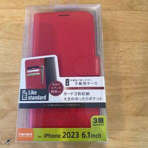 iPhone2023 6.1inch 手帳型ケース レッド ray-out 未使用