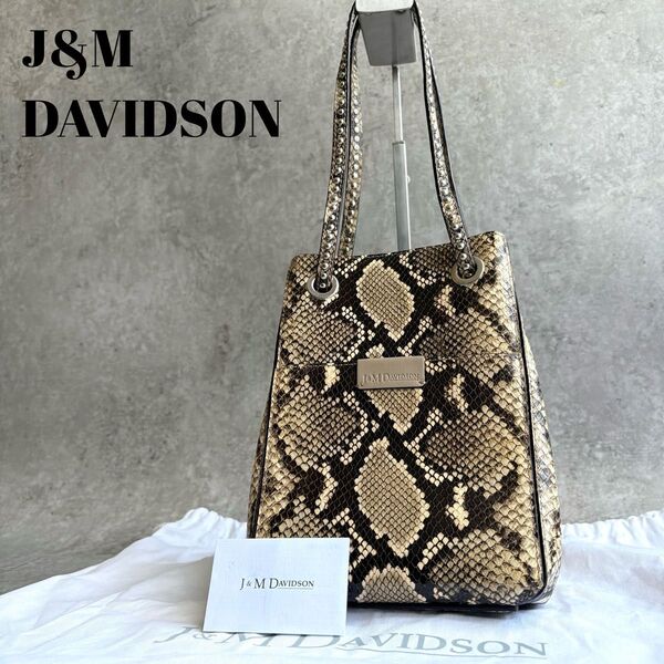 【極美品】J&M DAVIDSON ジェイアンドエム パイソン スタッズ トートバッグ 肩掛け