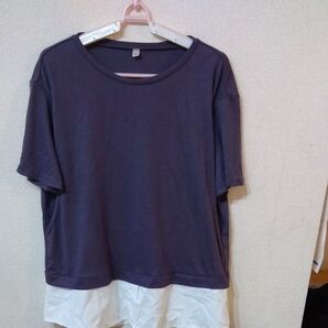 マタニティ 授乳服 裾異素材切り替えトップス レディース