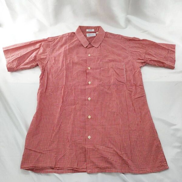 A-21【良品】geoffrey scott 半袖シャツ サイズM チェック レッド チェック Tシャツ 古着 ヴィンテージ