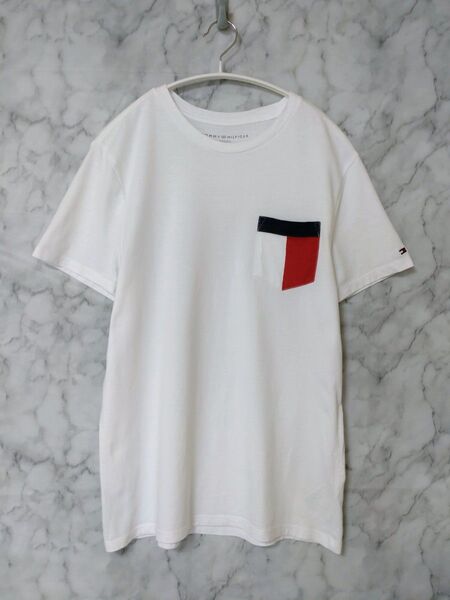 TOMMY HILFIGER トミーヒルフィガー 半袖Tシャツ 綿100% 白 ポケットTシャツ インド製