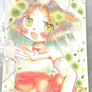 【送料込】オリジナル 手描きイラスト 花嫁なおうし座ちゃん 【ハガキサイズ】
