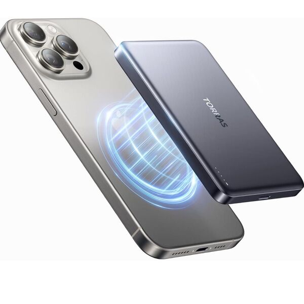 モバイル バッテリー MagSafe対応 10000mAh 15W急速充電 ワイヤレス充電器 マグセーフ充電器