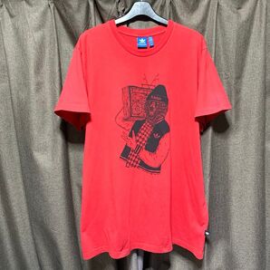 美品 海外モデル 日本未発売品 アディダス ベアートレフォイル Tシャツ 6XOサイズ 赤 トレフォイル ビッグシルエット