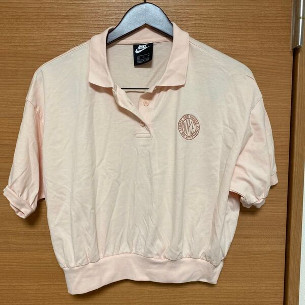 NIKE XL レディース ポロシャツ 半袖 ピンク クロップド ショート丈 Tシャツ トップス