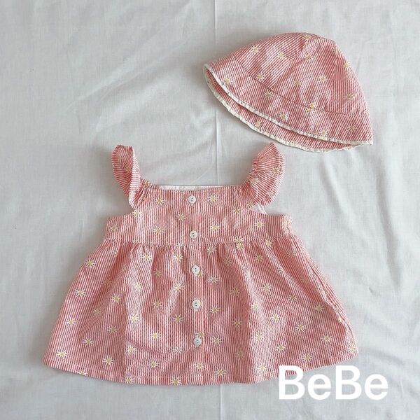 BeBe べべ フリル ブラウス 花柄 80サイズ ベビー帽子 ベビー服 子供服 ベビー キッズ 夏服 女の子 トップス