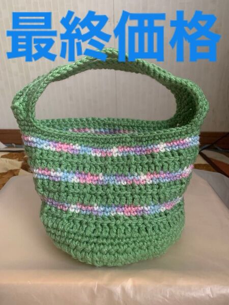 ★★ハンドメイド 開始特別価格★★バケツ型のトートバッグ スペアミント即購入可能